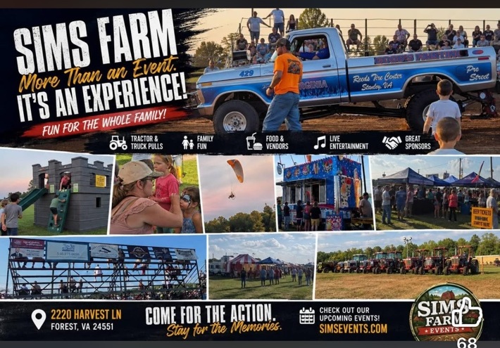 Sims Farm events, family fun, vendors and tractor pull action