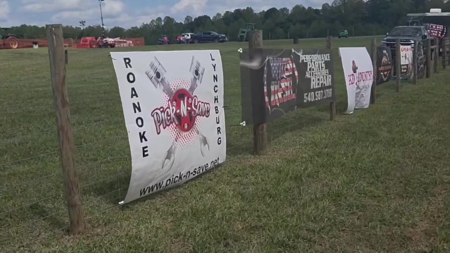 Sponsor banners displayed at Sims Farm