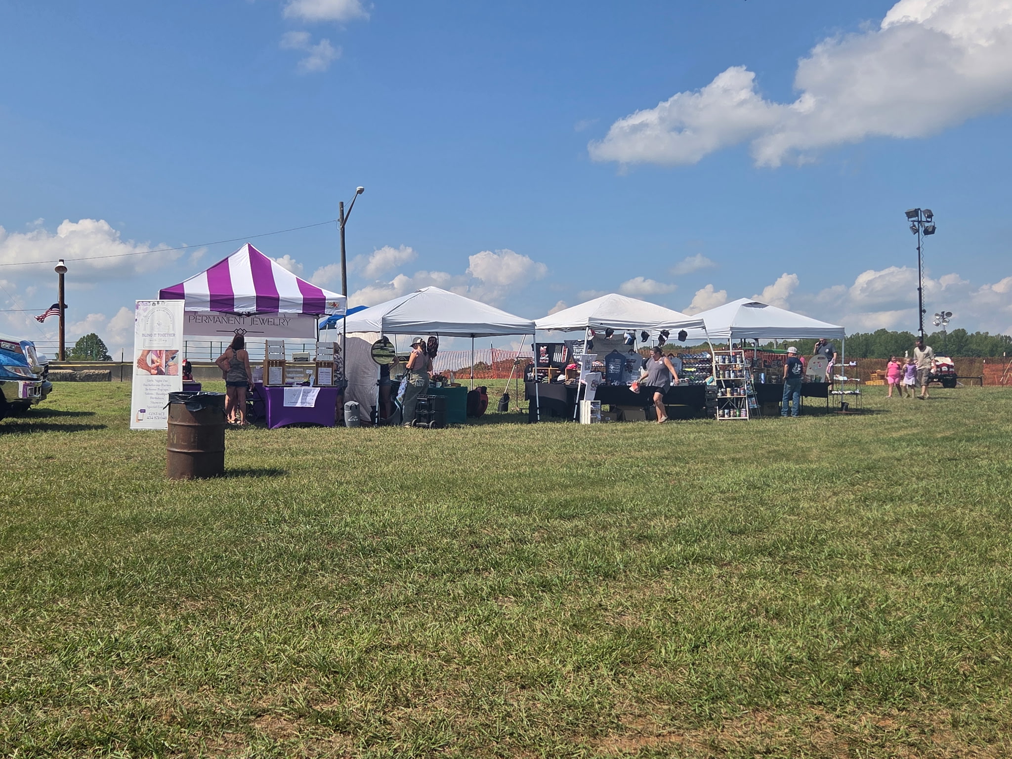 Vendor booths during a Sims Farm event